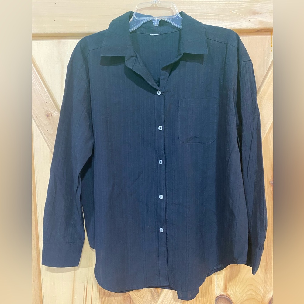 3X Time & True Black Button Down Shirt